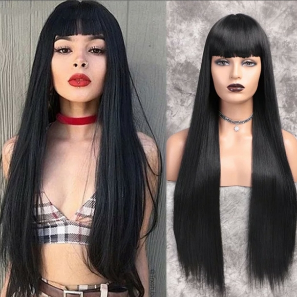 Glitzynglamz Other - Black with Bangs 30in Straight Wig